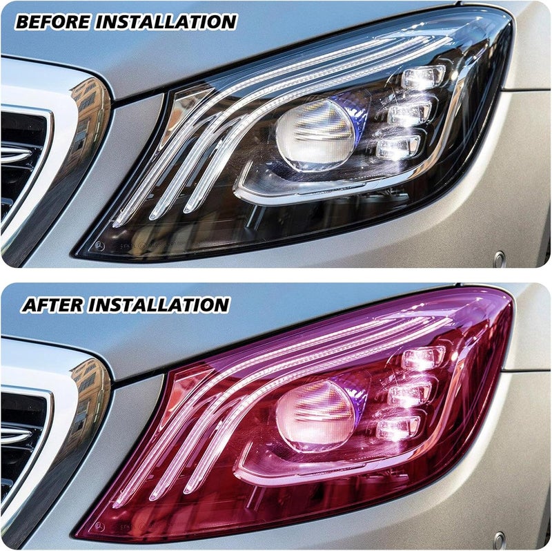 Hirificing Tint Film for Taillight Headlight Fog Light, 12×48 Inches Vinyl Self-Adhesive Car Tail Light Tape, Brake Light Headlight Cover Protection Film Color Shiny Chameleon Sticker (Pink) - Image 4